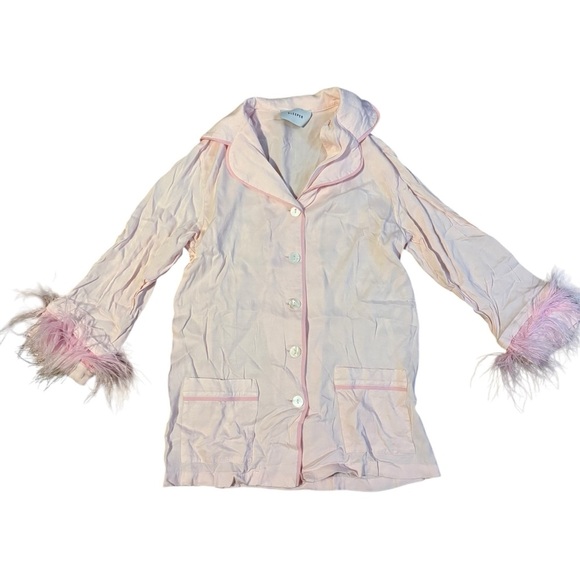 Sleeper Pink Feather-Trim Pajama Set - Picture 4 of 10